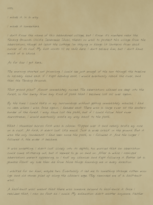An image of a journal entry showcasing some of the text, located in the body of the page.
