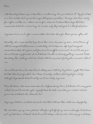 A letter showing part of the text below in the site.